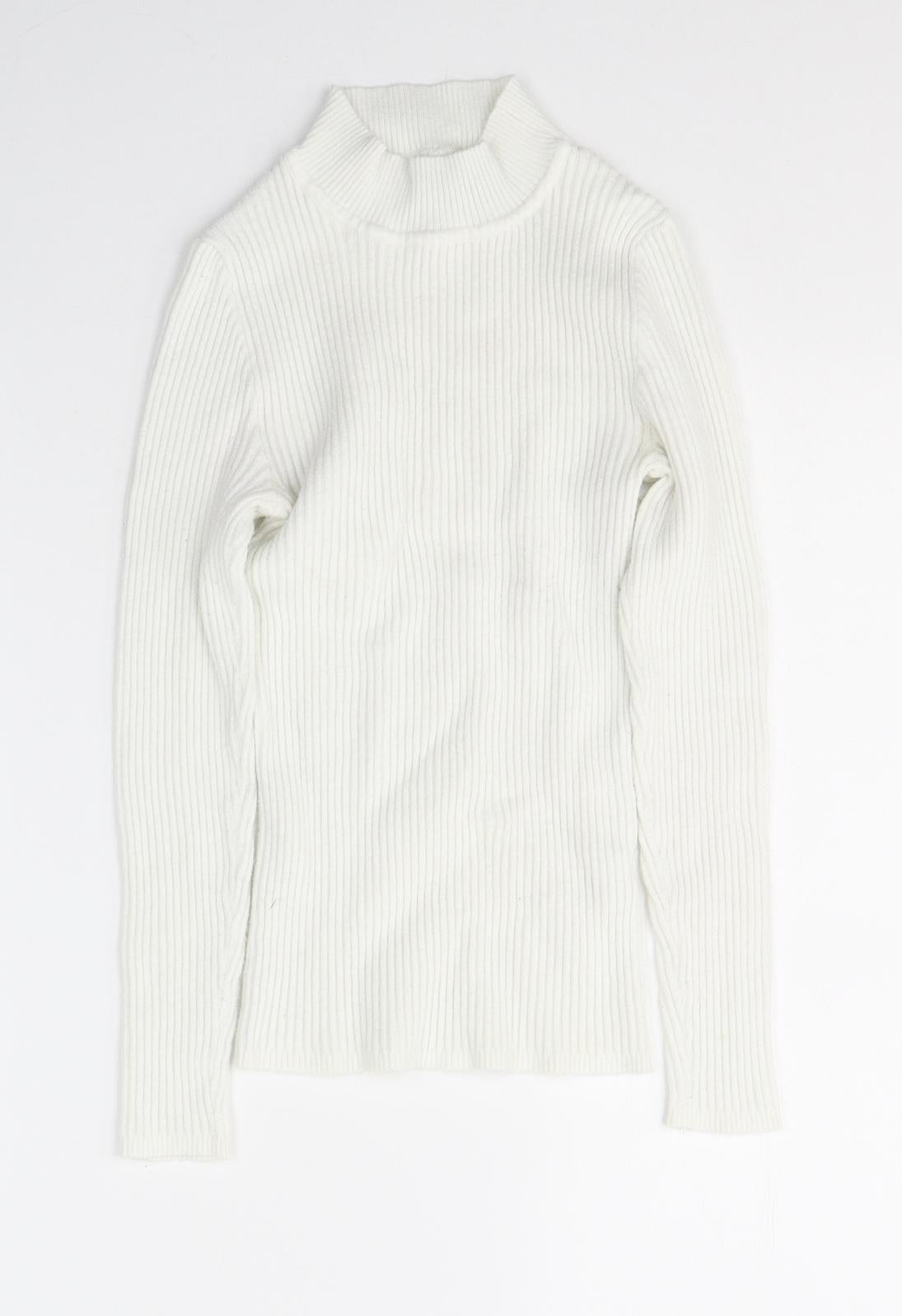 Primark Womens White High Neck  Viscose Pullover Jumper Size 10