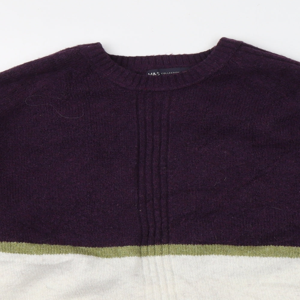 Marks and Spencer Womens Multicoloured Round Neck Striped Acrylic Pullover Jumper Size XL