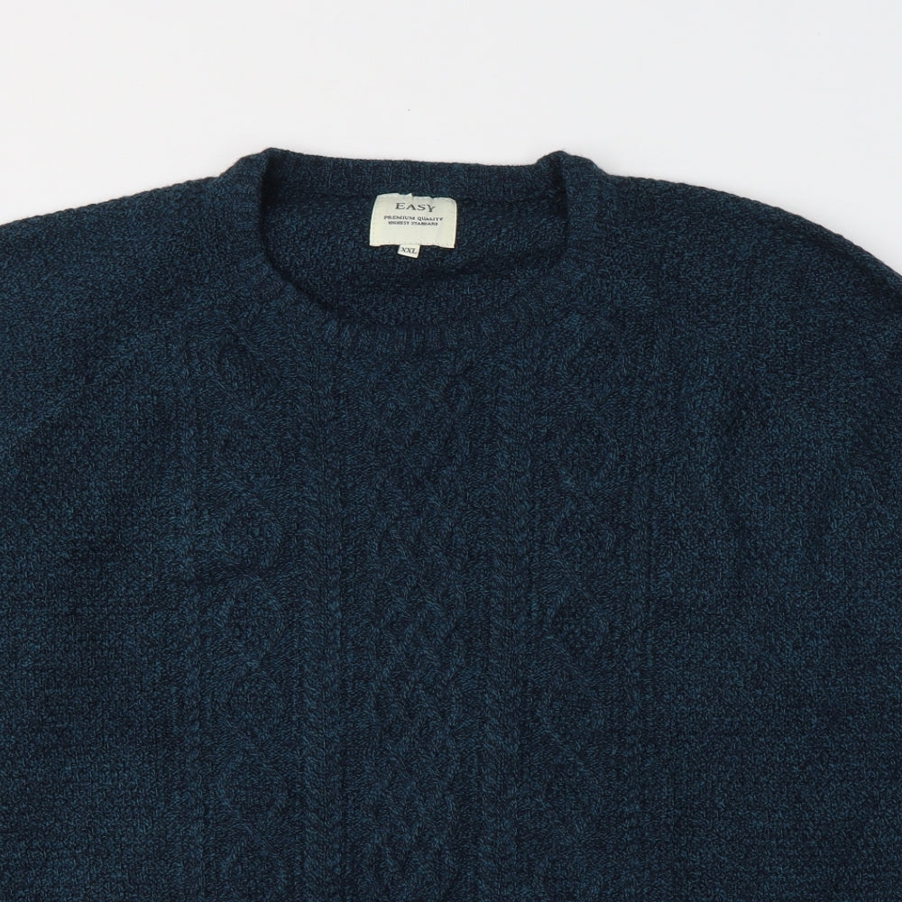 Matalan Mens Blue Round Neck  Acrylic Pullover Jumper Size 2XL