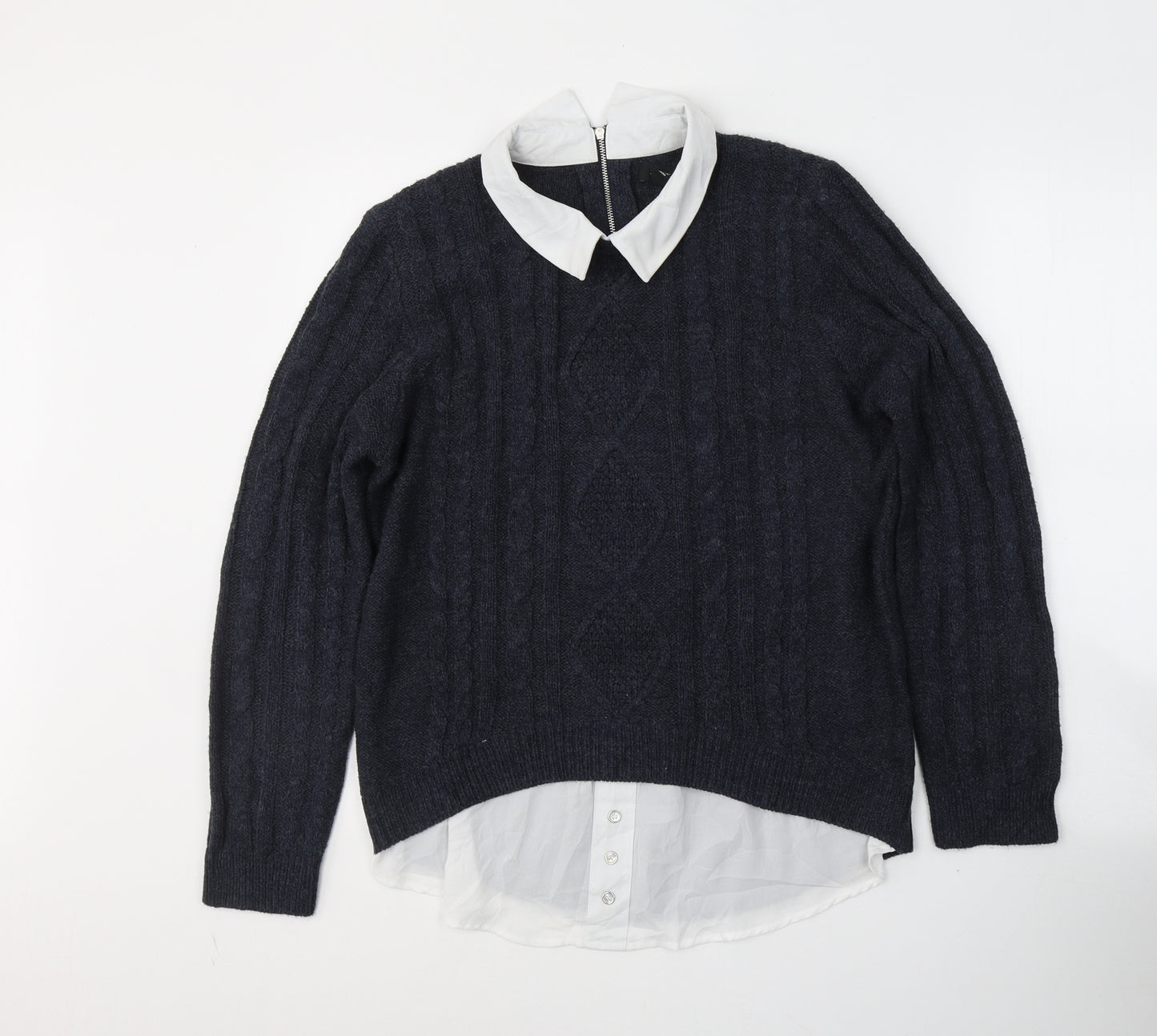 Atmosphere Womens Blue Collared  Acrylic Pullover Jumper Size 14