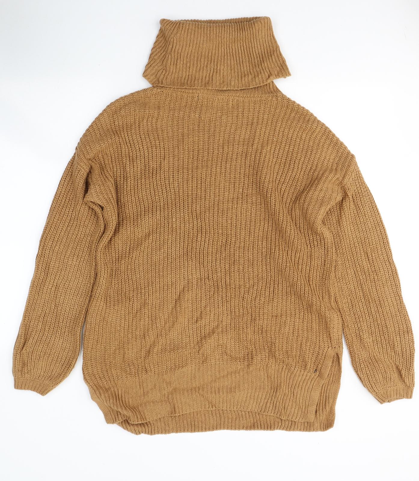 VERO MODA Womens Brown Roll Neck  Polyester Pullover Jumper Size XS   - Oversized