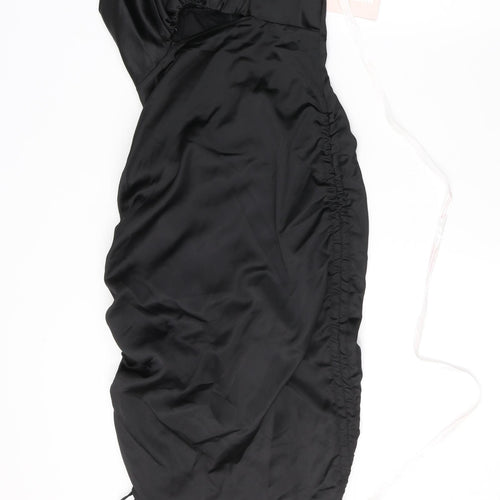 Missguided Womens Black  Polyester Mini  Size 4  Square Neck Zip