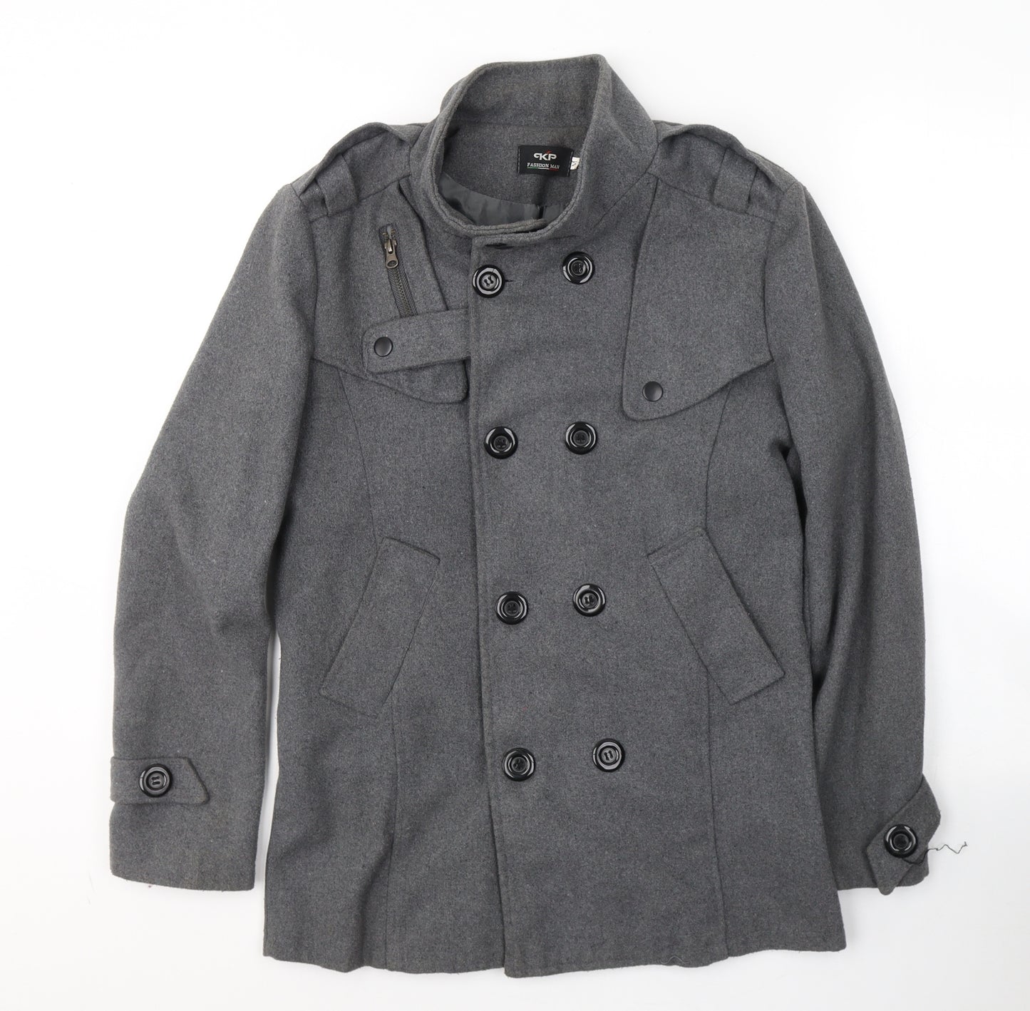 CKP Womens Grey   Pea Coat Coat Size M  Button