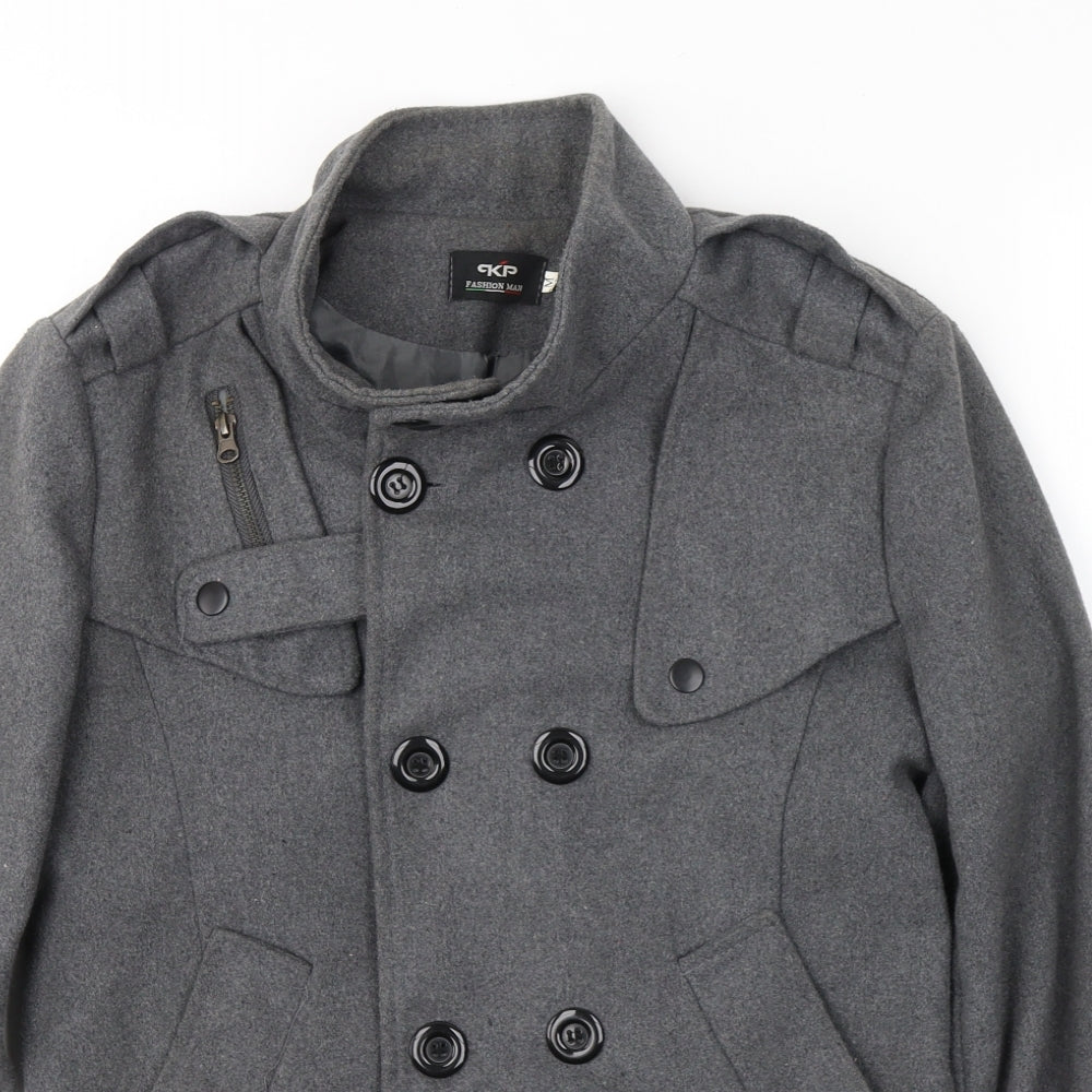 CKP Womens Grey   Pea Coat Coat Size M  Button