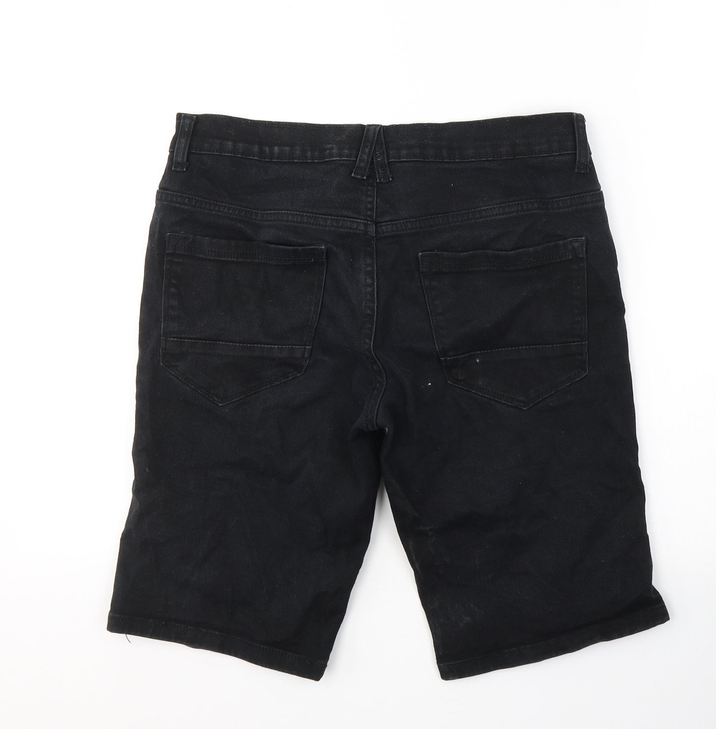 Denim & Co. Mens Black  Cotton Bermuda Shorts Size 30 L11 in Regular Button