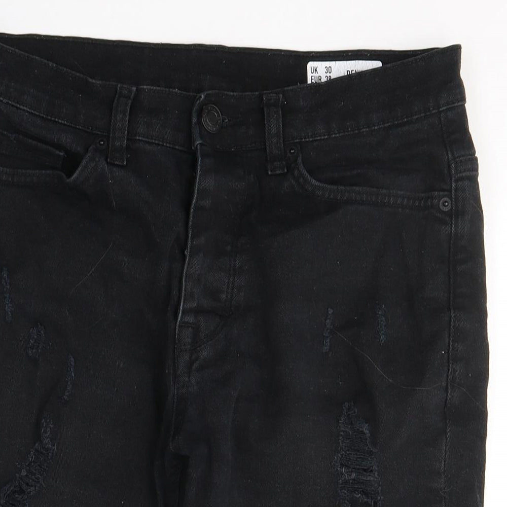 Denim & Co. Mens Black  Cotton Bermuda Shorts Size 30 L11 in Regular Button