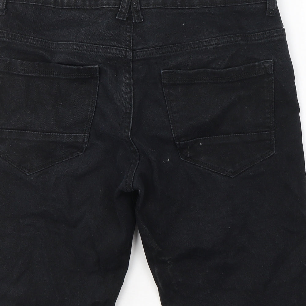 Denim & Co. Mens Black  Cotton Bermuda Shorts Size 30 L11 in Regular Button