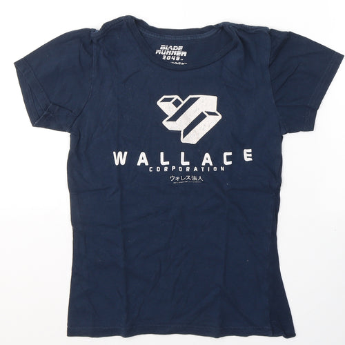 Bladerunner Womens Blue  Cotton Basic T-Shirt Size M Round Neck - Wallace
