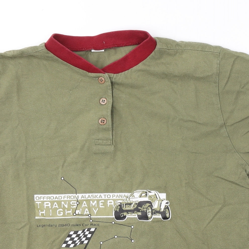 Offroad Boys Green  Cotton Basic T-Shirt Size M Round Neck Pullover - Racer