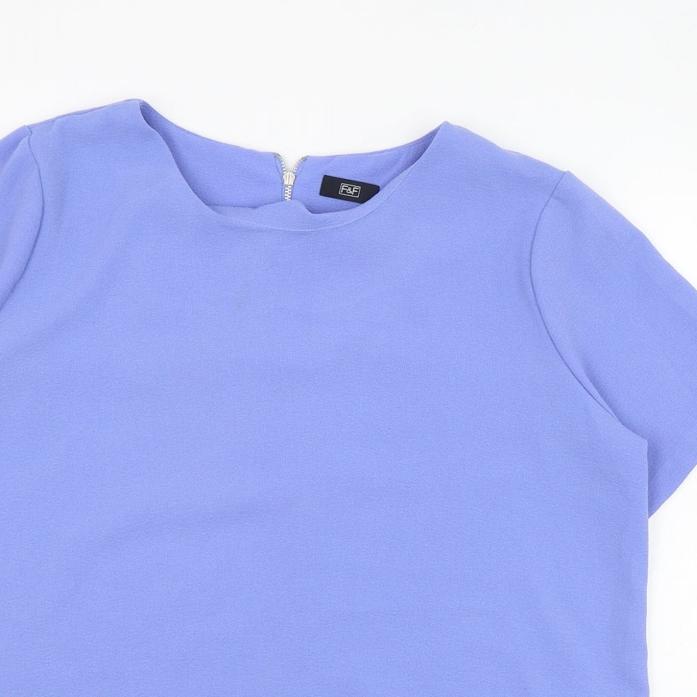 F&F Womens Blue  Polyester Basic Blouse Size 18 Round Neck