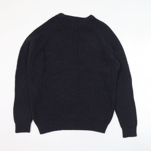 Dunnes Stores Mens Blue Round Neck  Acrylic Pullover Jumper Size M