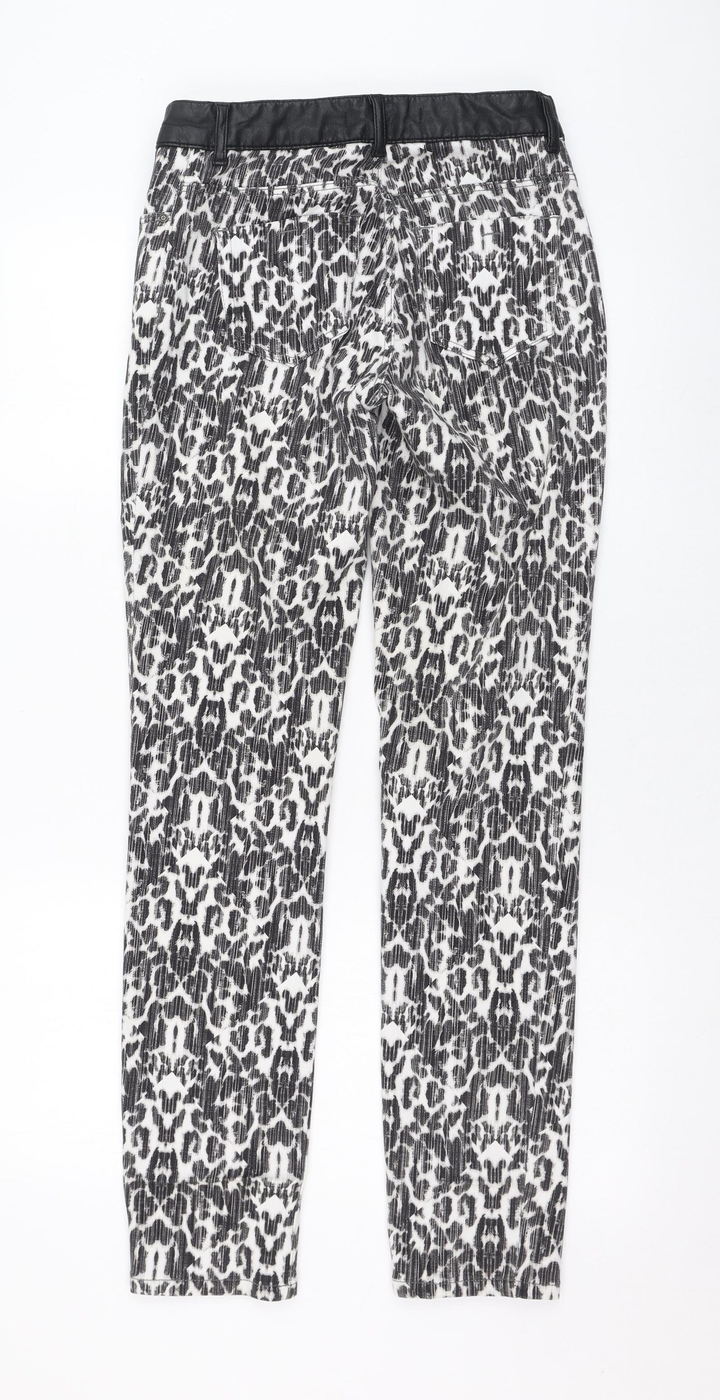 Oui Womens Ivory Animal Print Cotton Jegging Jeans Size 10 L30 in Regular Zip