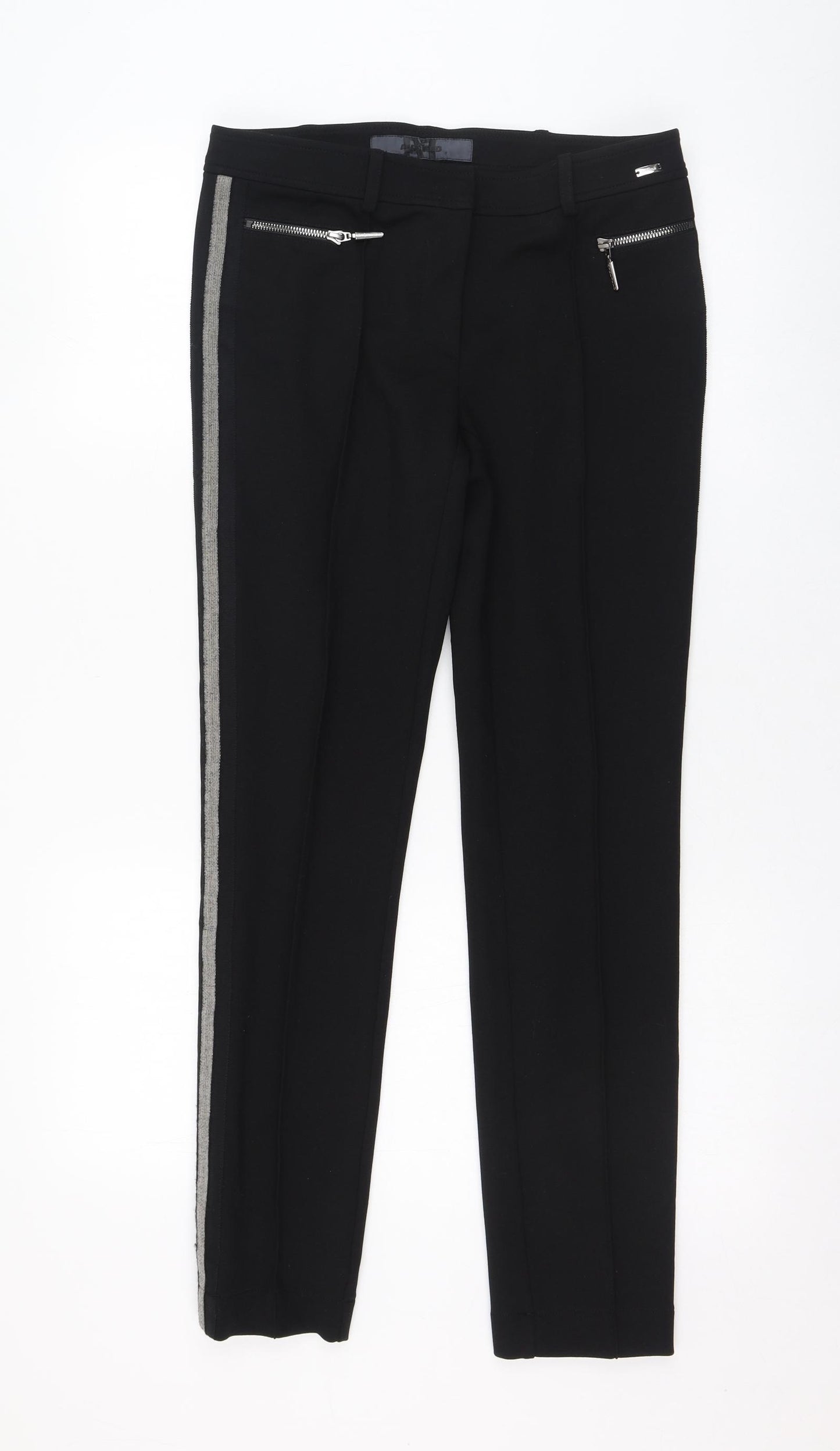 Airfield Womens Black  Viscose Trousers  Size 32 L29 in Regular Zip