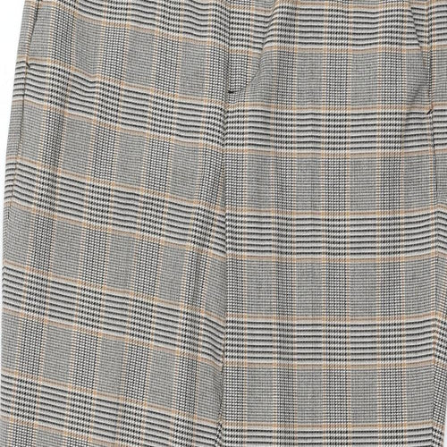 Oui Womens Grey Check Polyester Carrot Trousers Size 10 L26 in Regular Zip