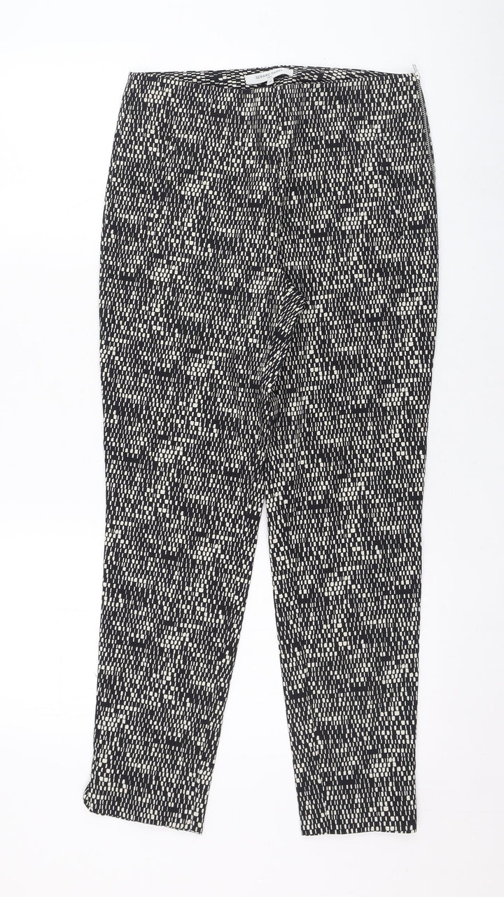 Gerard Darel Womens Black Geometric Cotton Carrot Trousers Size 36 L26 in Regular Zip