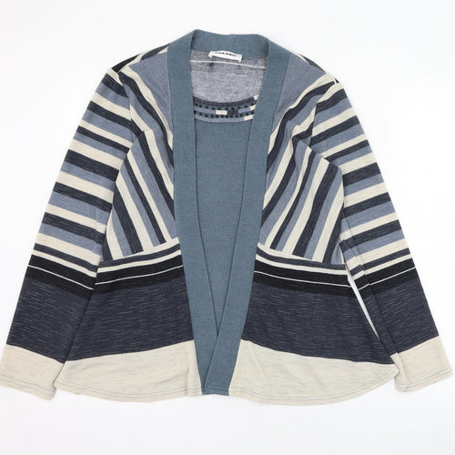Gerard Womens Blue Round Neck Striped Polyester Cardigan Jumper Size 10