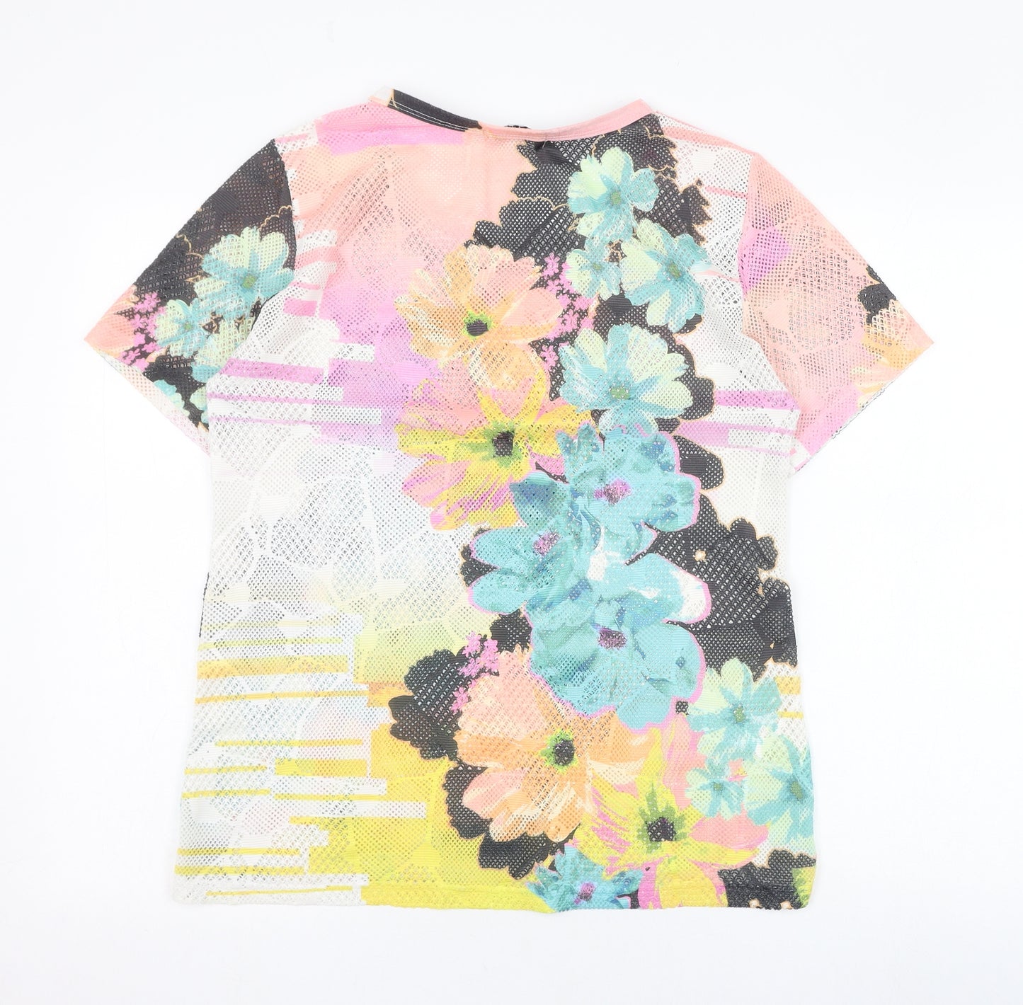 Gerard Womens Multicoloured Floral Polyester Basic T-Shirt Size S Round Neck - Mesh