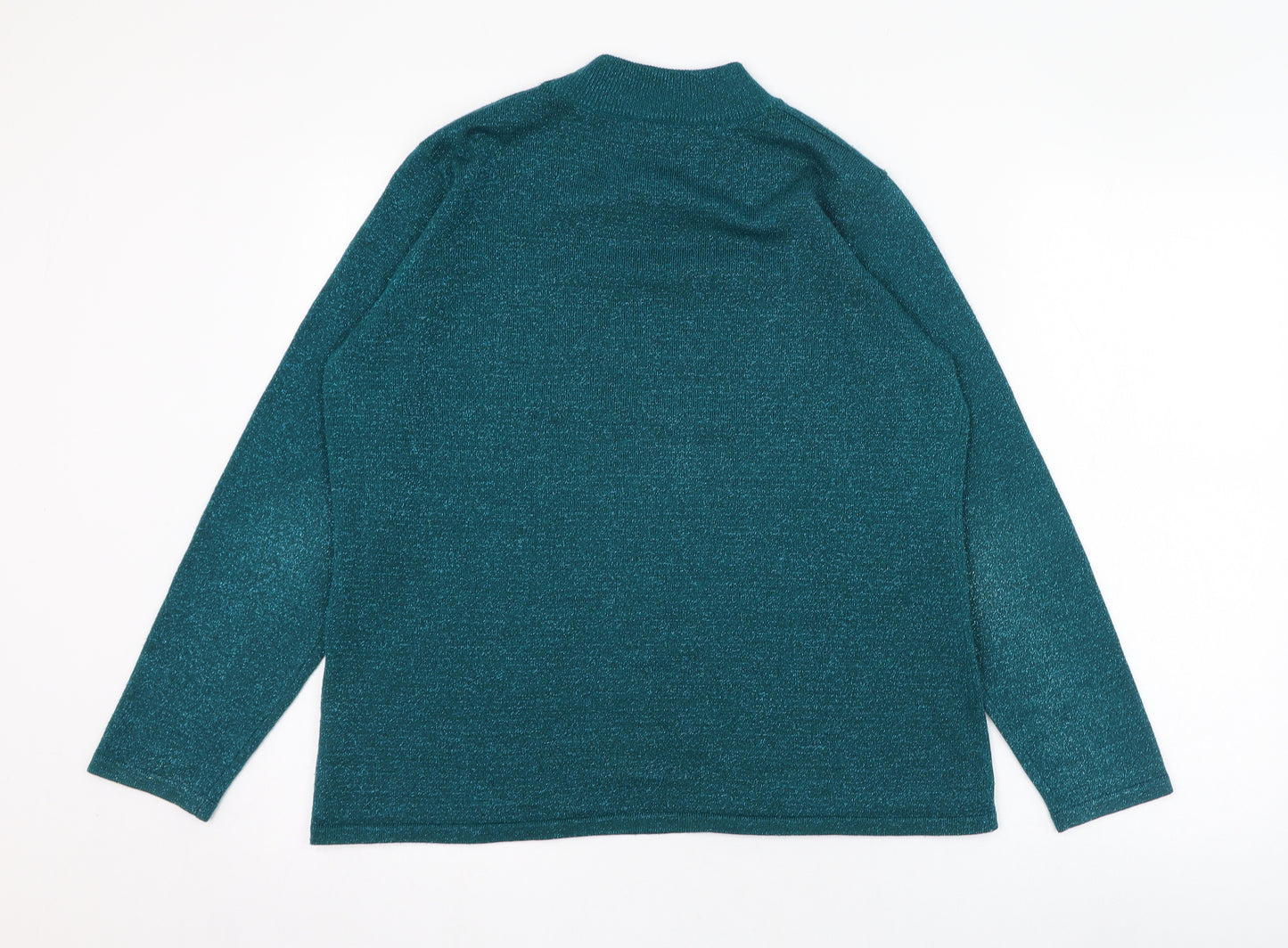 Bonmarché Womens Green Mock Neck  Acrylic Pullover Jumper Size M