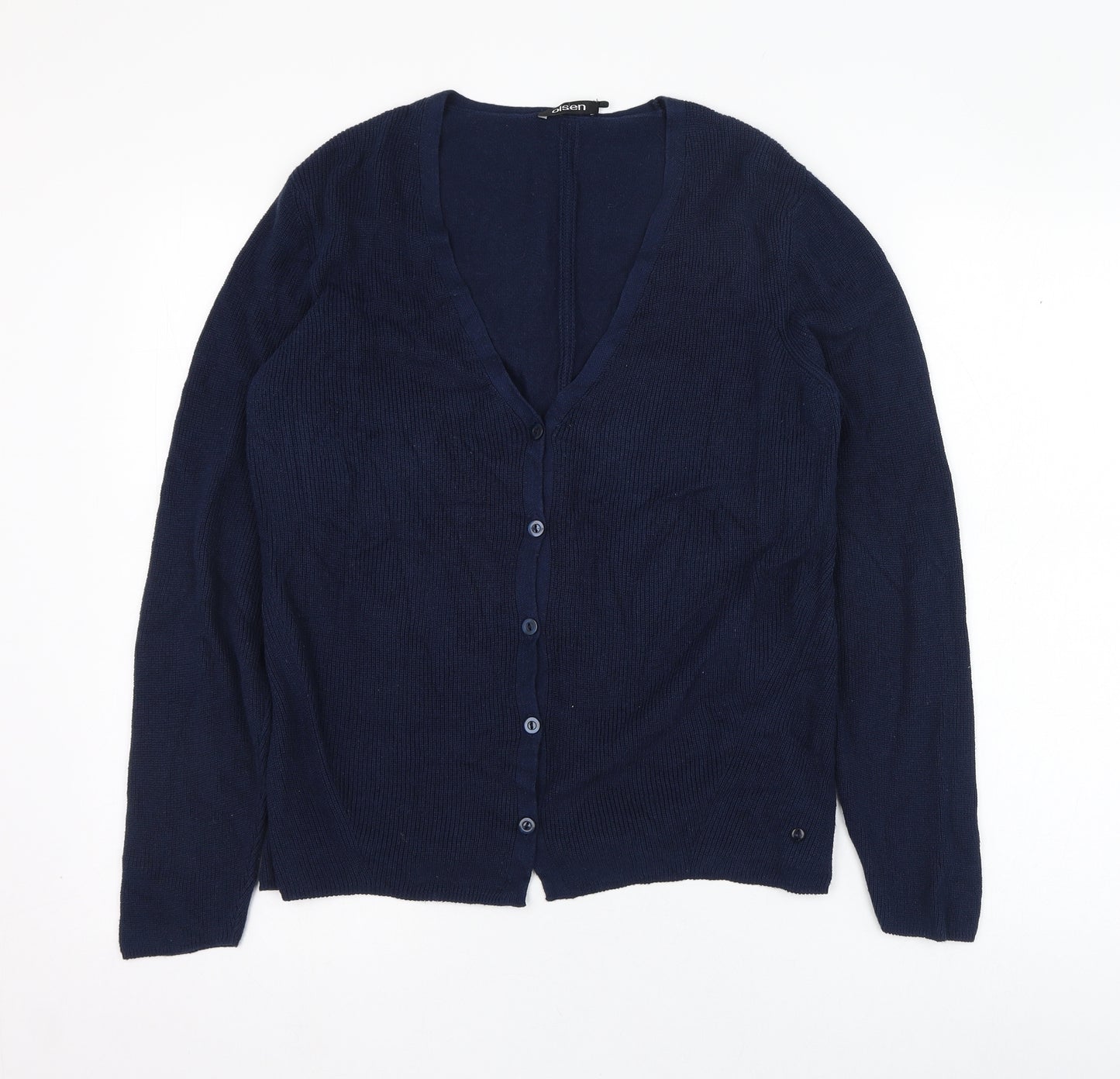 Olsen Womens Blue V-Neck  Cotton Cardigan Jumper Size 12