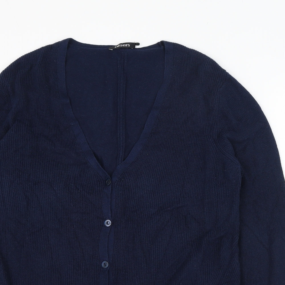 Olsen Womens Blue V-Neck  Cotton Cardigan Jumper Size 12