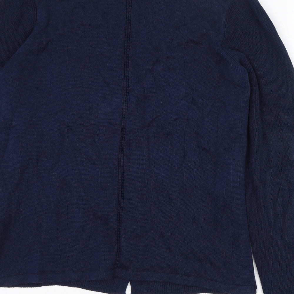 Olsen Womens Blue V-Neck  Cotton Cardigan Jumper Size 12
