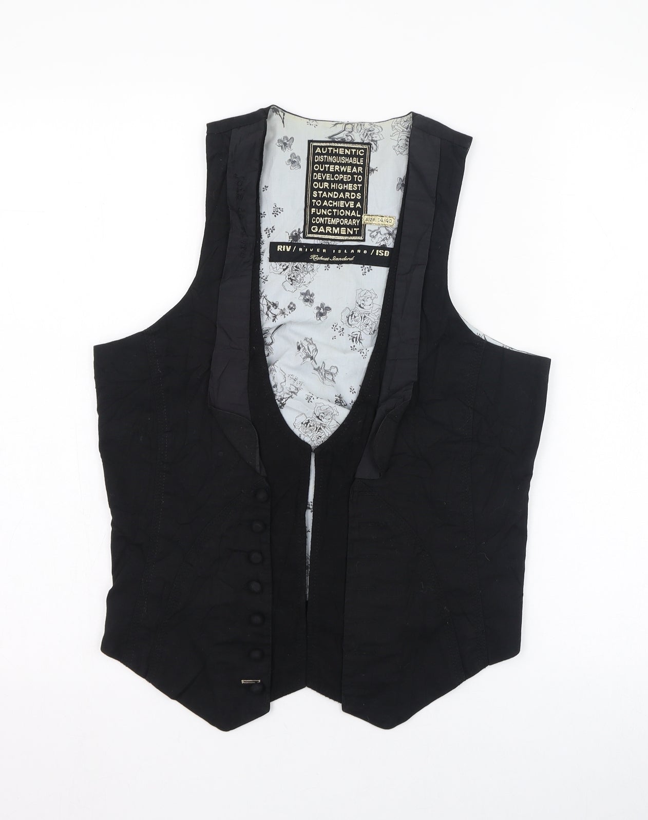 River Island Womens Black   Jacket Waistcoat Size 14  Hook & Loop