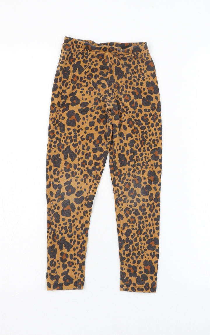 Matalan Girls Brown Animal Print Cotton Jogger Trousers Size 6 Years  Regular Pullover - Leggings