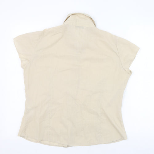 BHS Womens Beige  Polyester Basic Button-Up Size 12 Collared