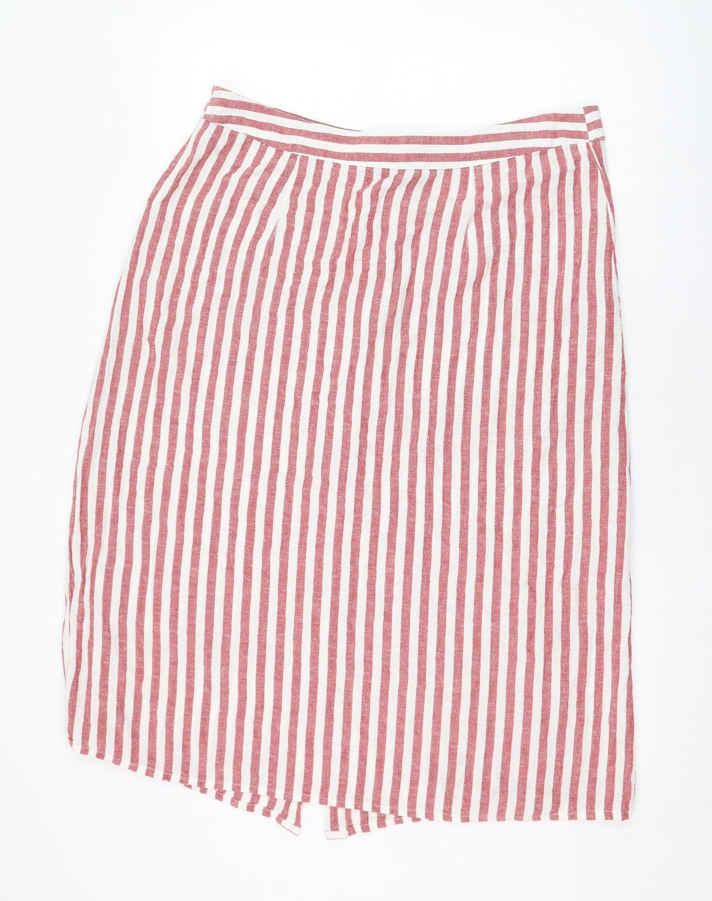 Peacocks Womens Red Striped Viscose Straight & Pencil Skirt Size 18   Button