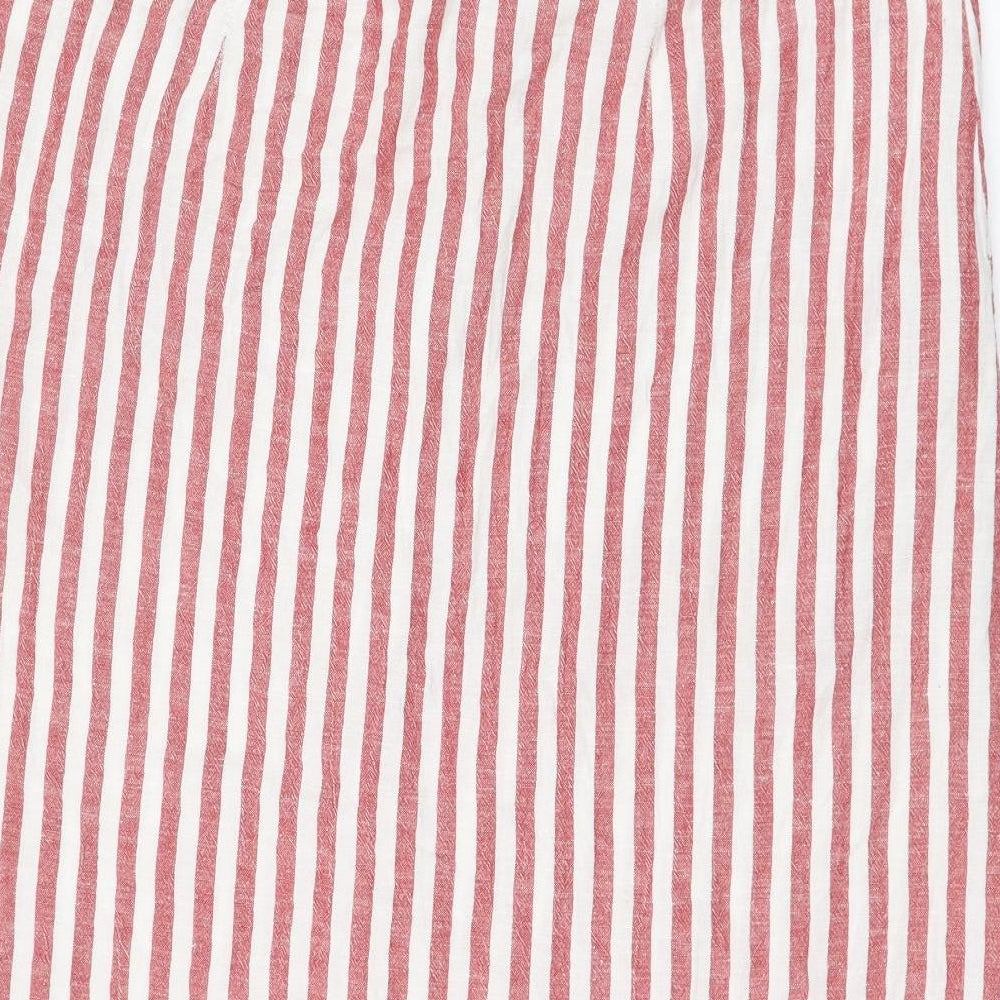 Peacocks Womens Red Striped Viscose Straight & Pencil Skirt Size 18   Button