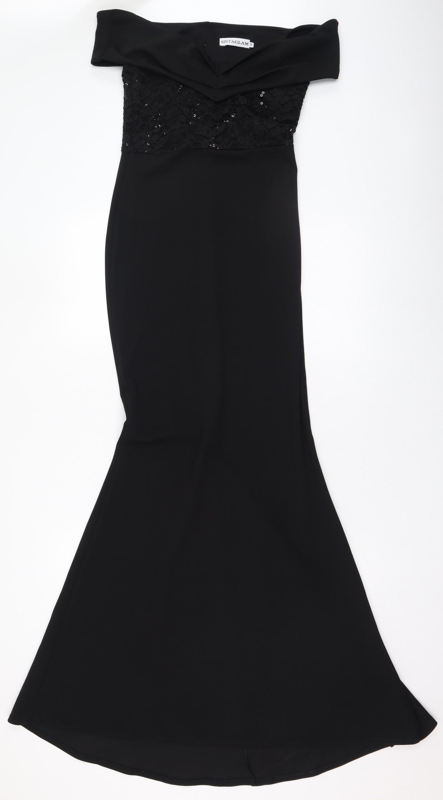 Sista Glam Womens Black  Polyester Ball Gown  Size 10  Off the Shoulder Zip