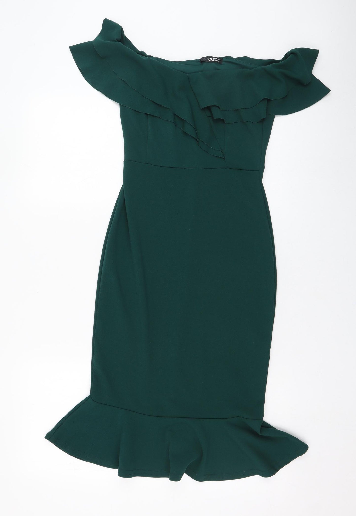 Quiz Womens Green  Polyester Pencil Dress  Size 8  Round Neck Pullover