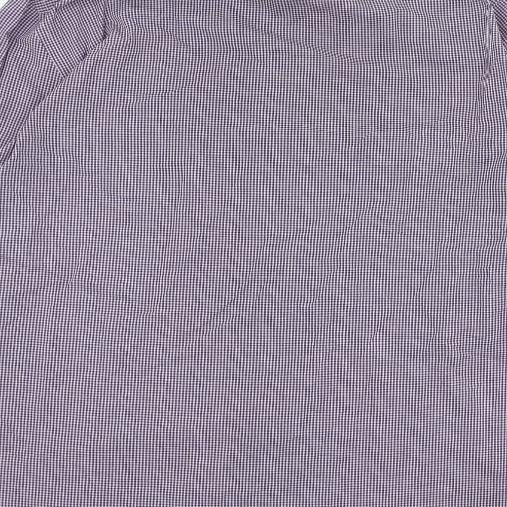 George Mens Purple Check Cotton  Dress Shirt Size 17 Collared Button