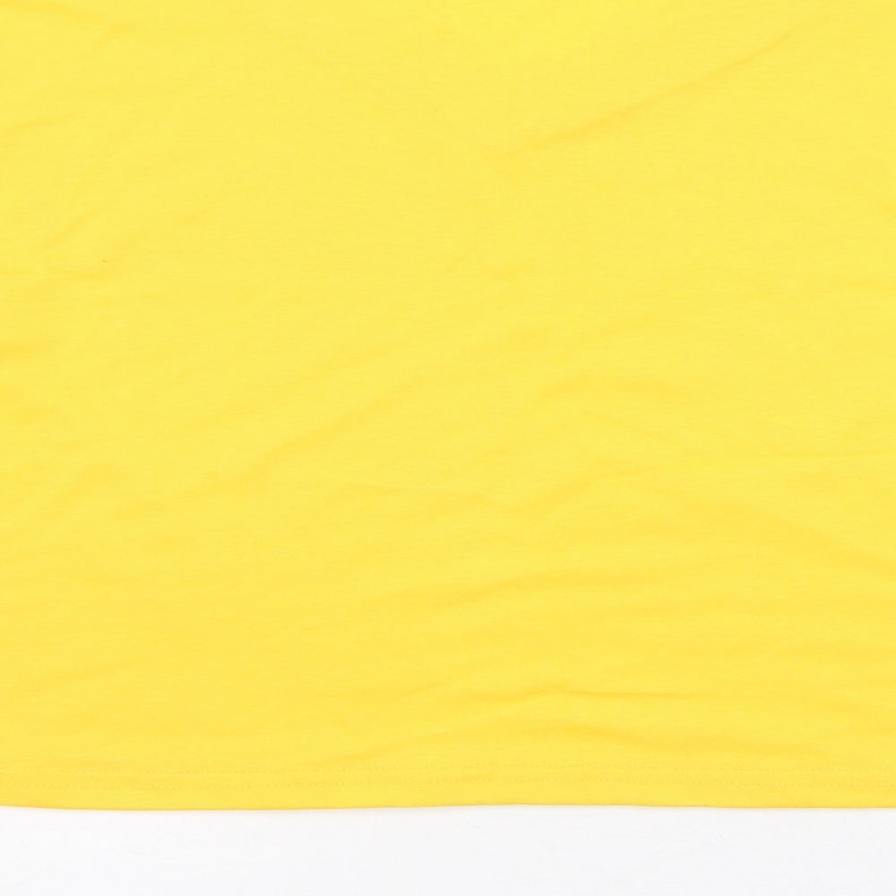 Preworn Womens Yellow  Polyester Cropped T-Shirt Size S Round Neck - Saturn