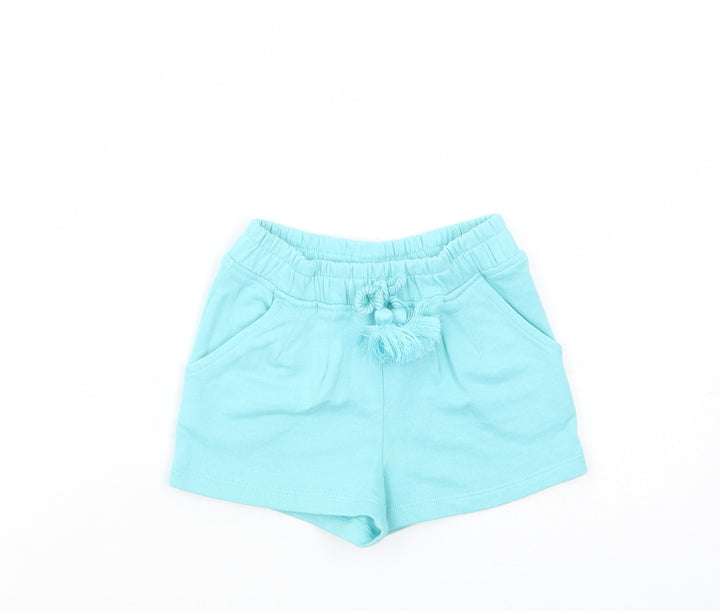 Marks and Spencer Baby Blue Cotton Cropped Trousers Size 18-24 Months Drawstring