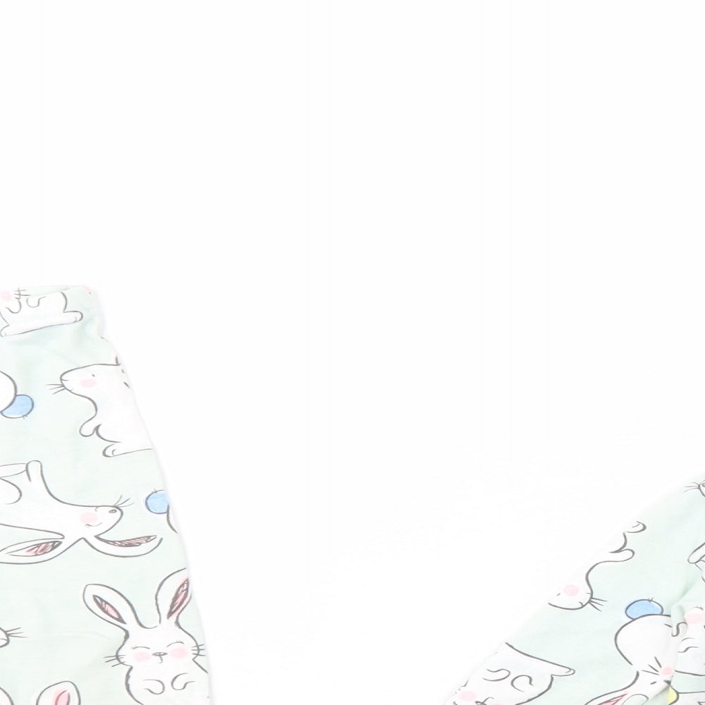Dunnes Stores Girls Green Geometric Cotton  Pyjama Set Size 3-4 Years  Pullover - Bunny Print