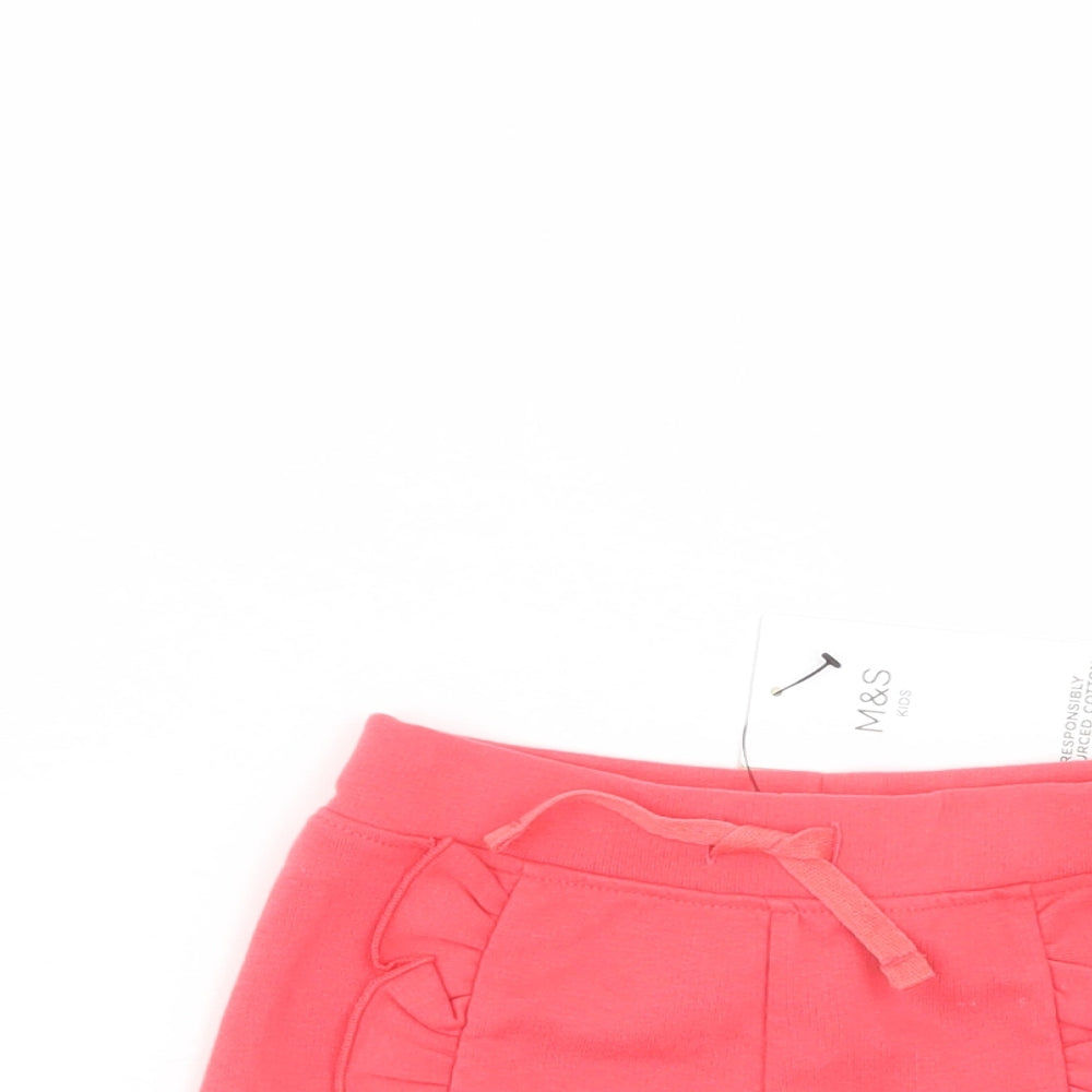 Marks and Spencer Baby Red  Cotton Cropped Trousers Size 18-24 Months  Drawstring