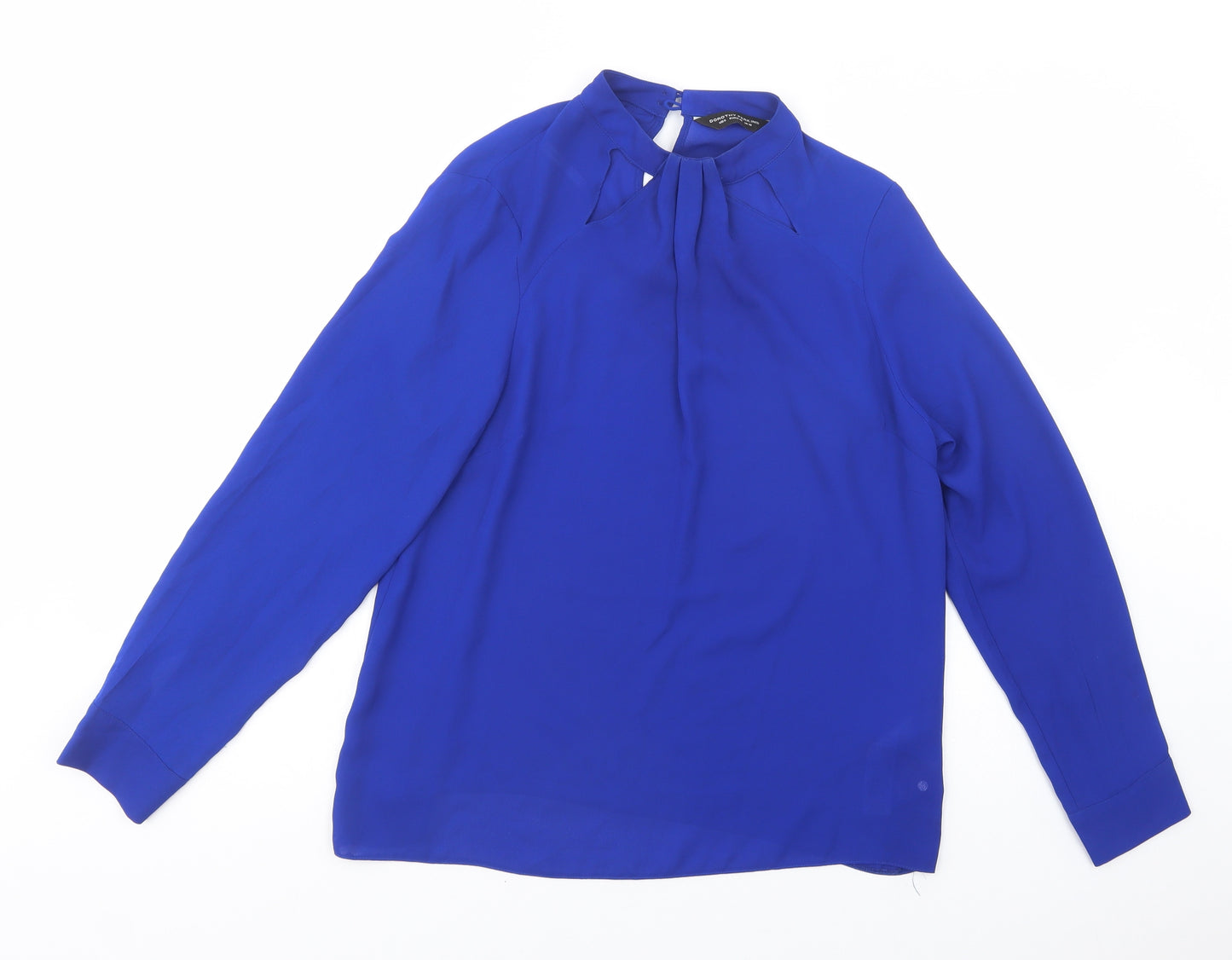 Dorothy Perkins Womens Blue  Polyester Basic Blouse Size 12 Mock Neck