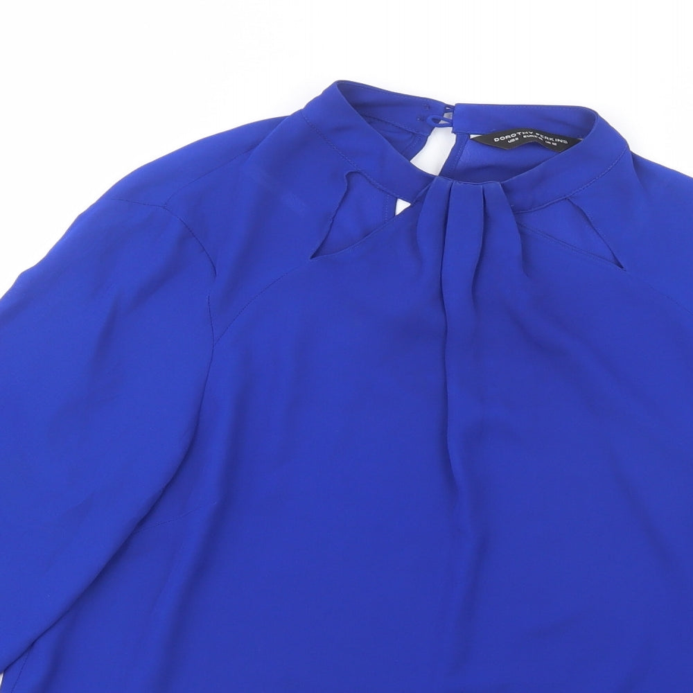 Dorothy Perkins Womens Blue  Polyester Basic Blouse Size 12 Mock Neck