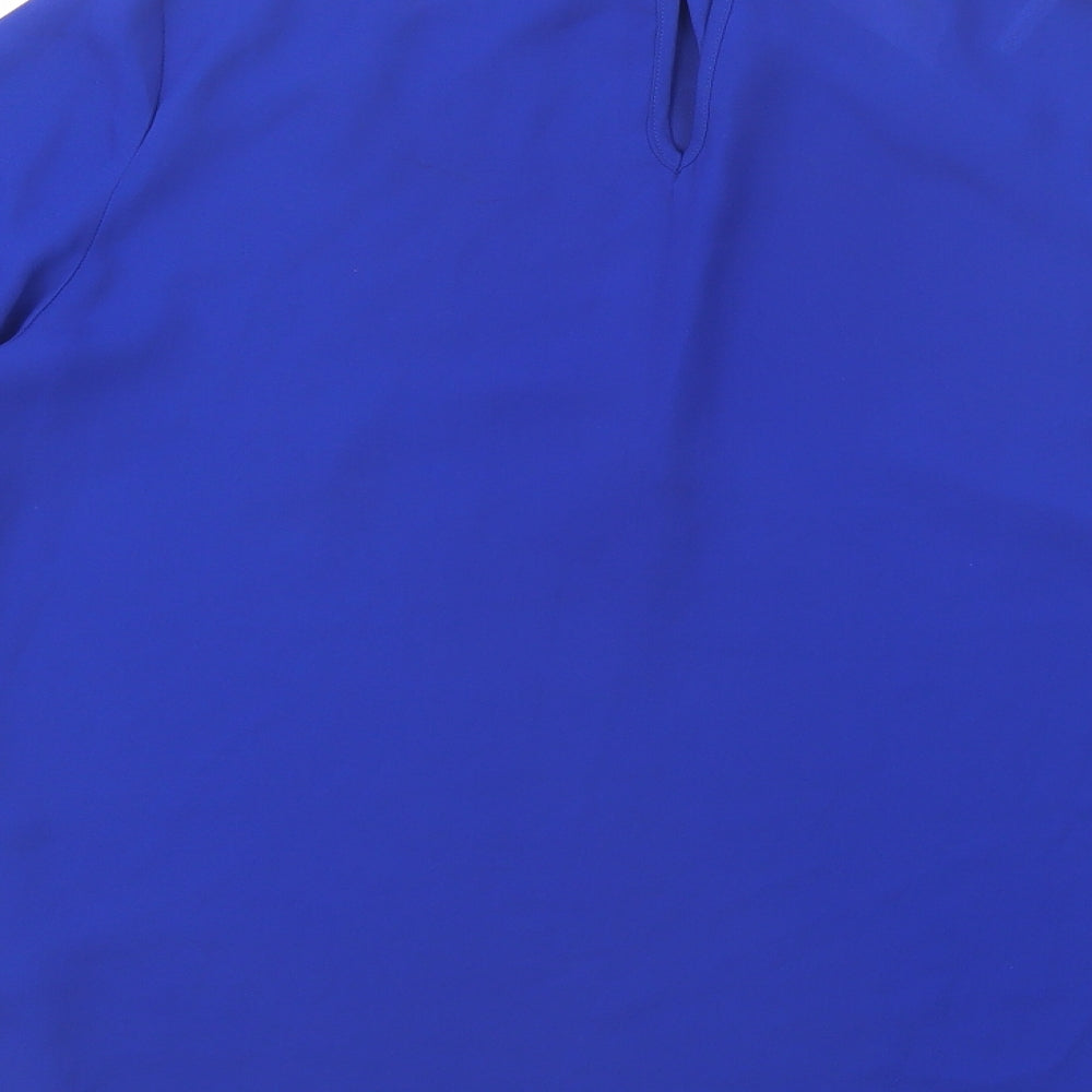 Dorothy Perkins Womens Blue  Polyester Basic Blouse Size 12 Mock Neck