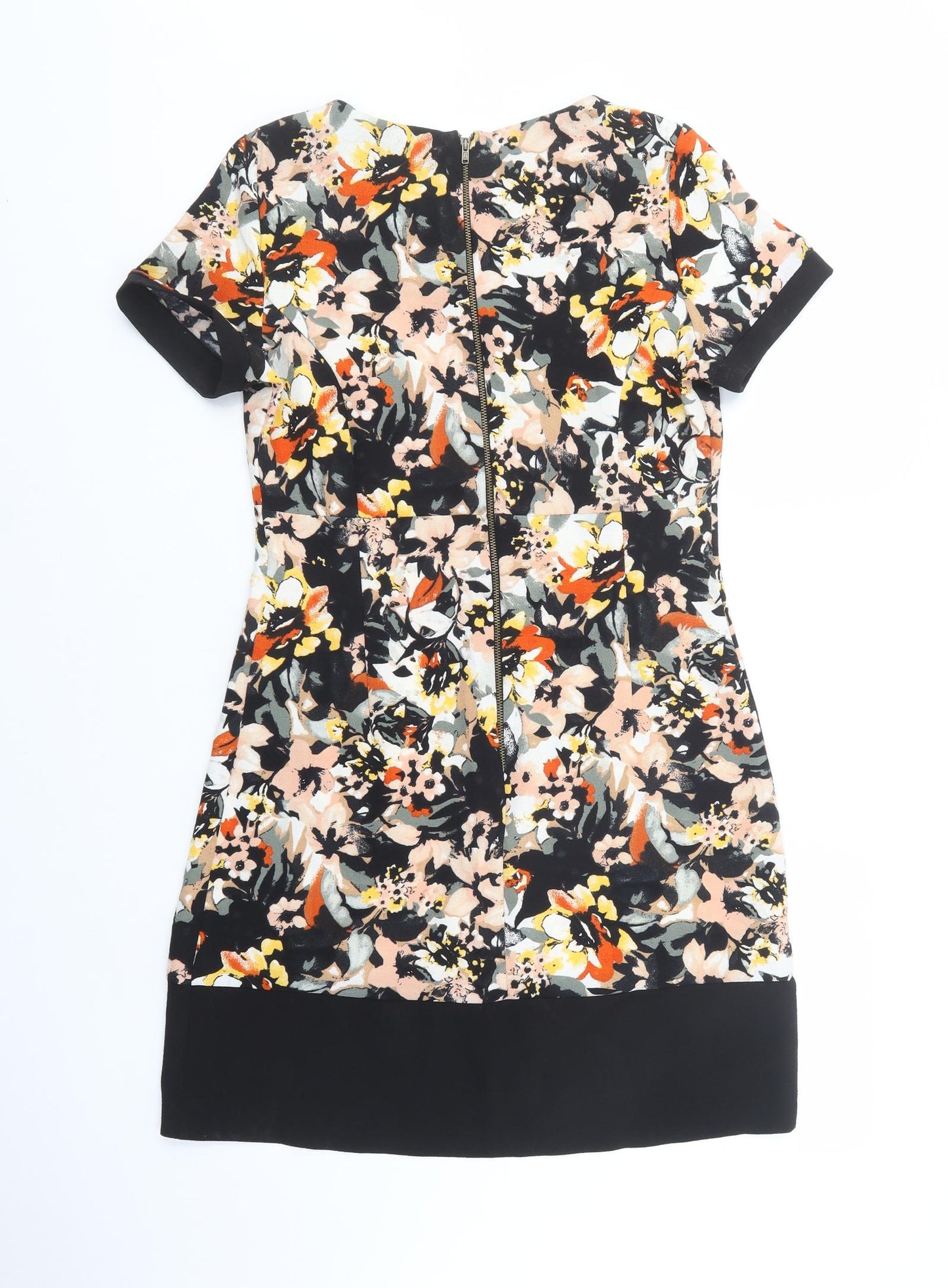 George Womens Black Floral Polyester Fit & Flare  Size 10  Boat Neck Zip - Estimated Size