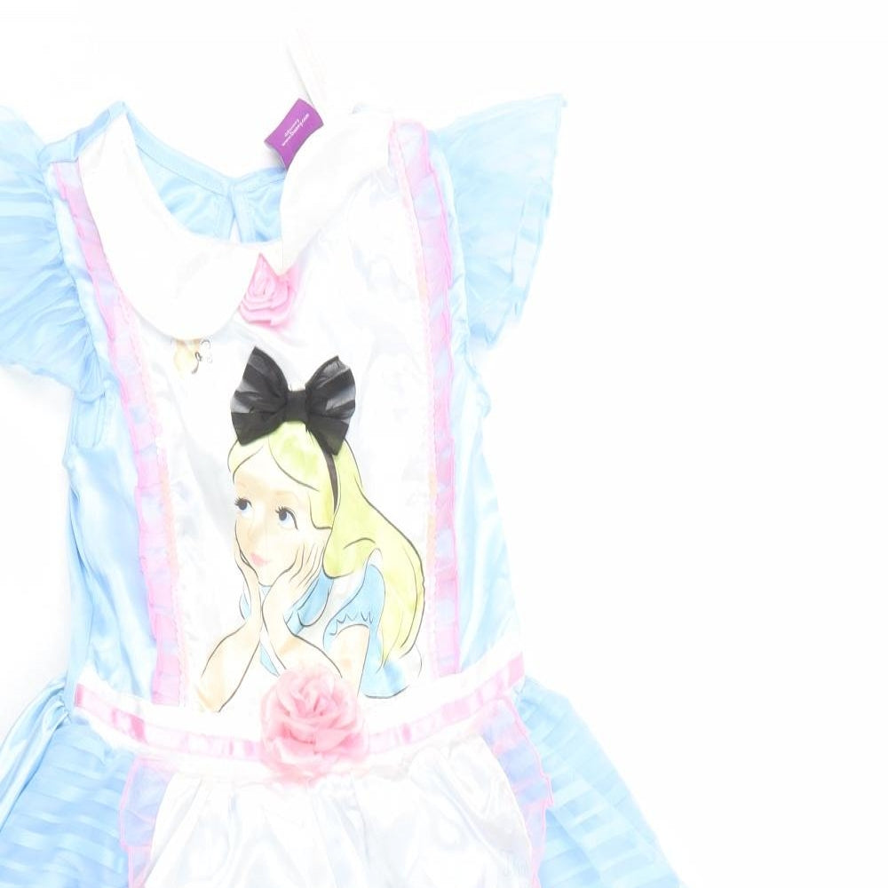 TU Girls Blue  Polyester Ball Gown  Size 7-8 Years  Collared Button - Alice In Wonderland Fancy Dress