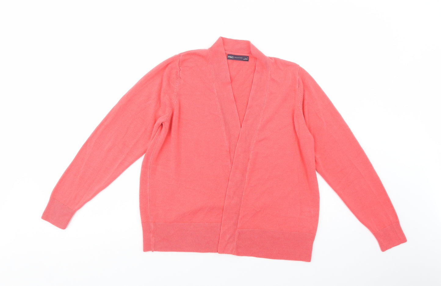 Marks and Spencer Womens Pink V-Neck  Acrylic Cardigan Jumper Size L