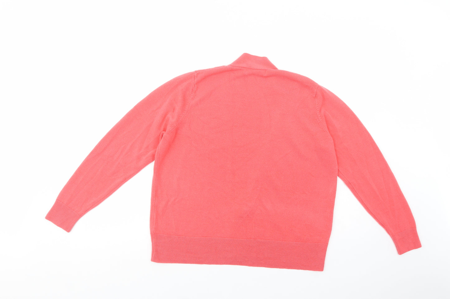 Marks and Spencer Womens Pink V-Neck  Acrylic Cardigan Jumper Size L