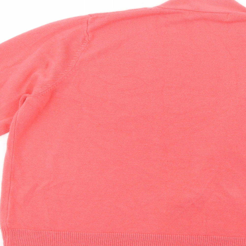Marks and Spencer Womens Pink V-Neck  Acrylic Cardigan Jumper Size L