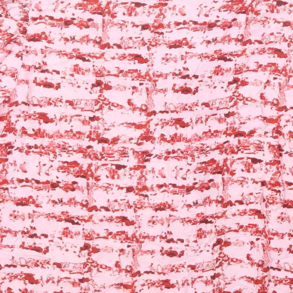 Gallery Womens Pink Geometric Viscose Basic Blouse Size 14 V-Neck