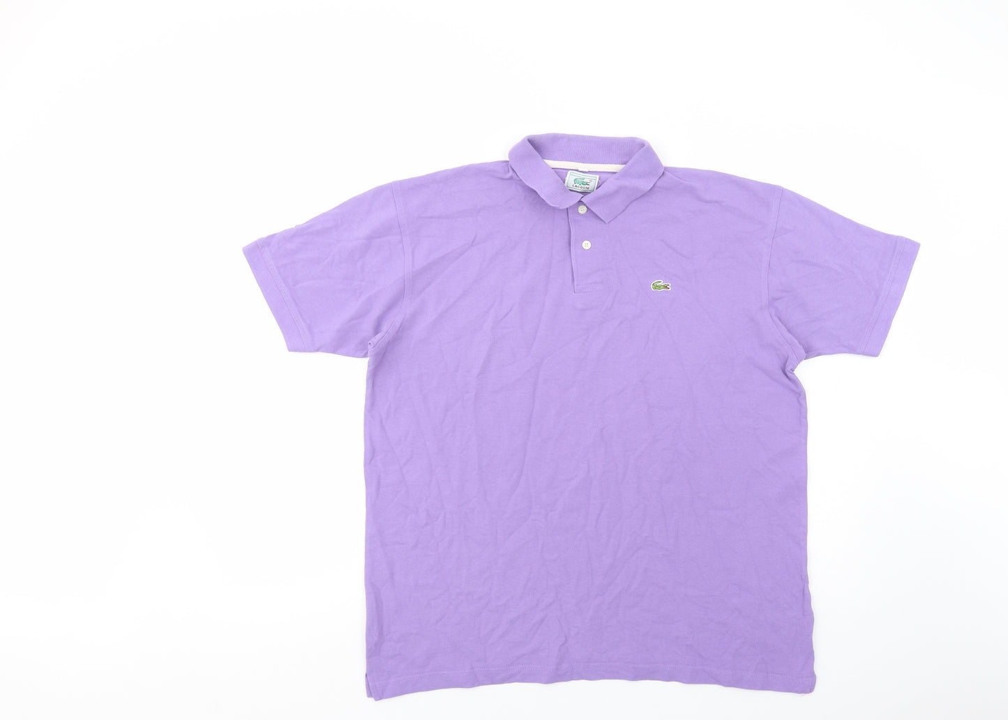 Lacoste Mens Purple  Cotton  Polo Size XL Collared Button