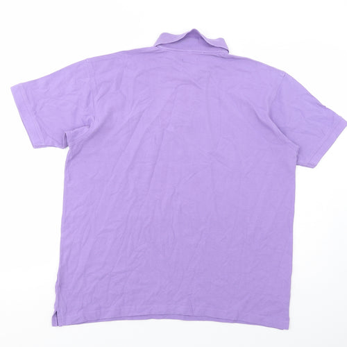 Lacoste Mens Purple  Cotton  Polo Size XL Collared Button