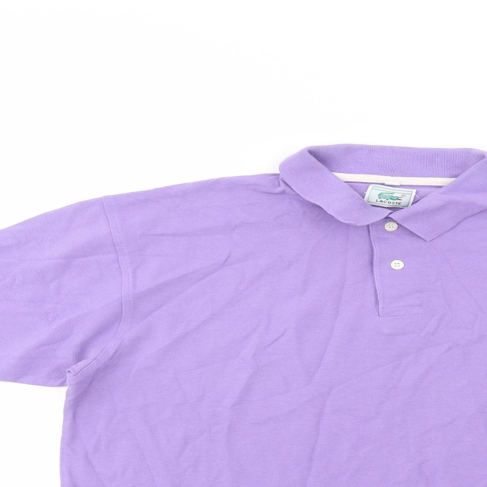 Lacoste Mens Purple  Cotton  Polo Size XL Collared Button