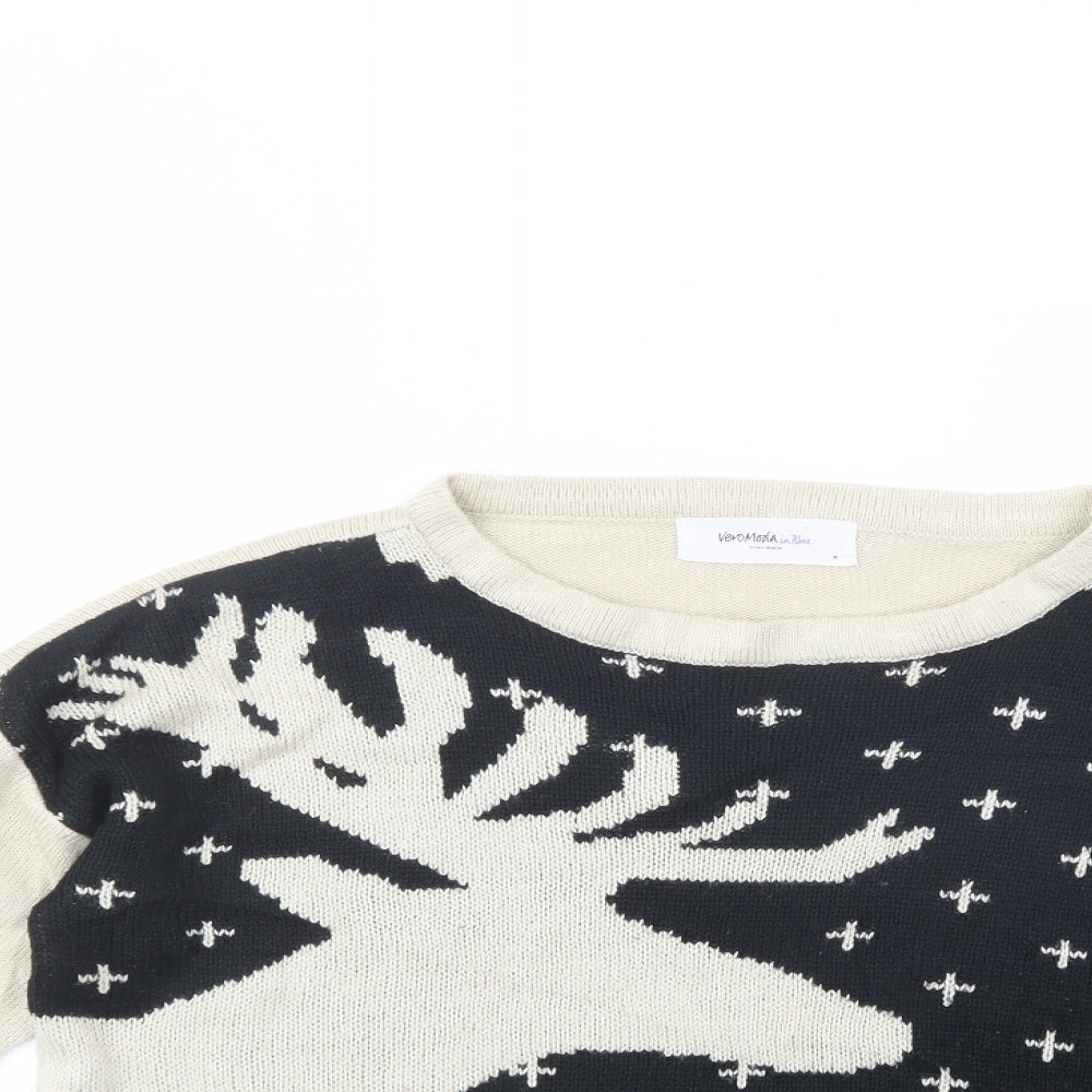 VERO MODA Womens Beige Boat Neck  Acrylic Pullover Jumper Size M   - Moose